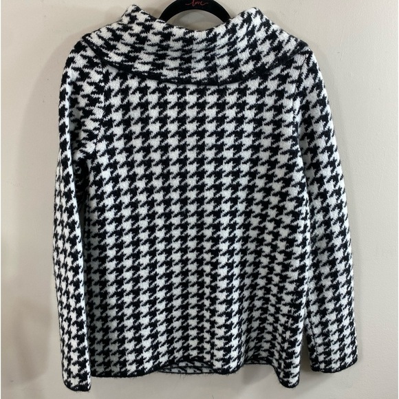 ELLEN TRACY Women’s Black‎ White Wool Blend Houndstooth One Button Cardigan Sz S - Picture 2 of 11